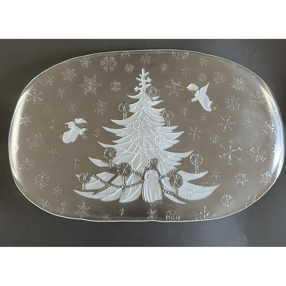 WMF Glas Galerie Christmas Tree Glass Stollenplatte Platter Made‎ in Germany 16"